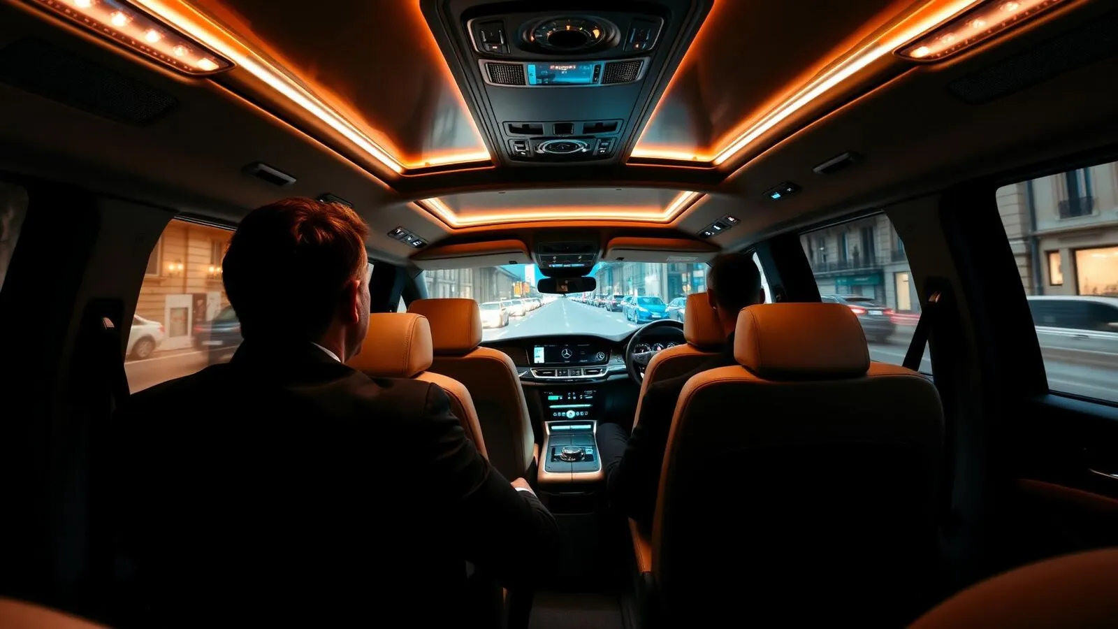 Intérieur VIP d'une Mercedes-Benz Classe V à Paris